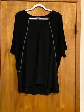 ANDREE BY UNIT Black Ribbed Crew Neck Top